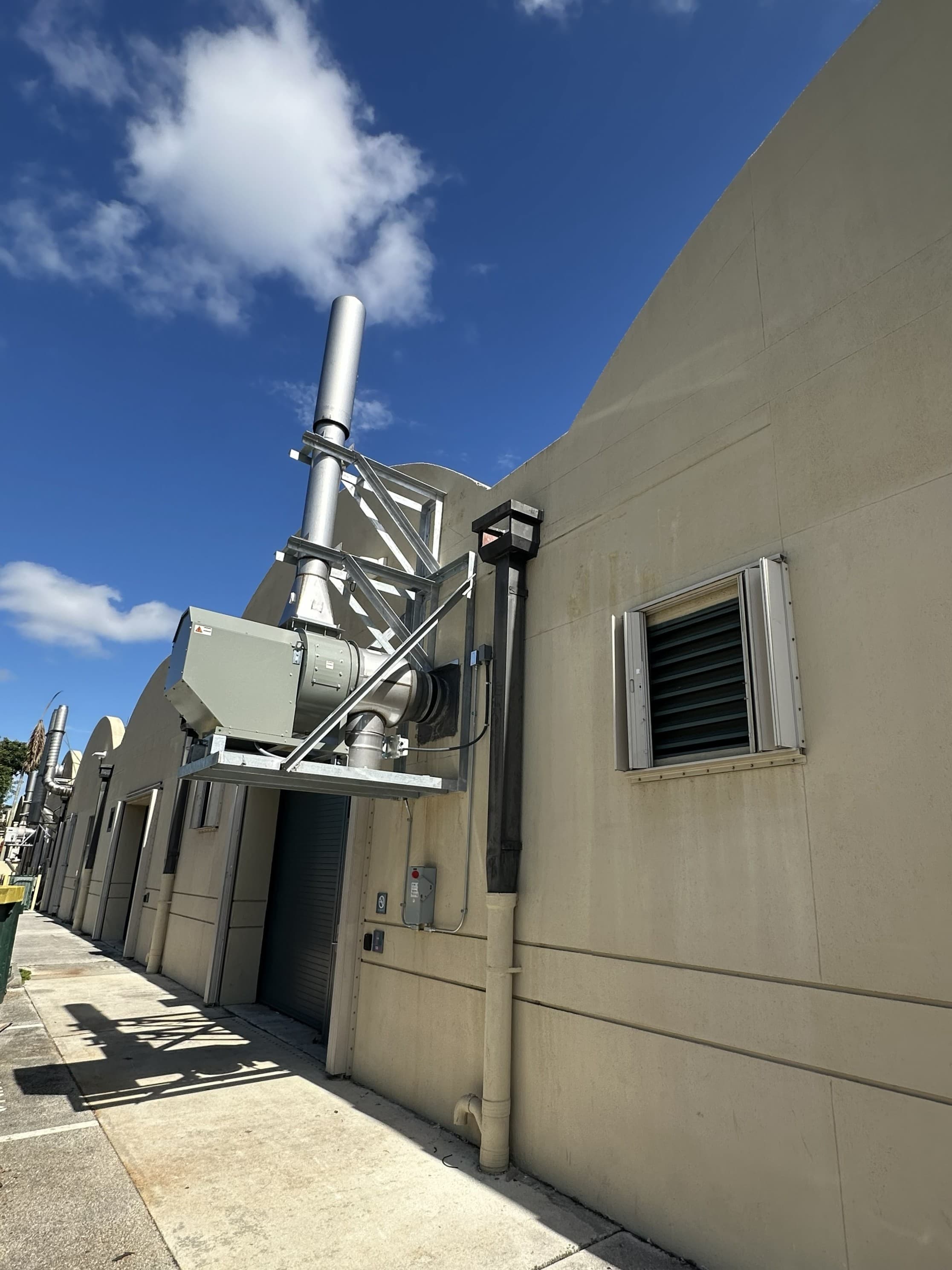 Exterior equipment serving the University of Miami Knight Physics Lab 123 renovation.